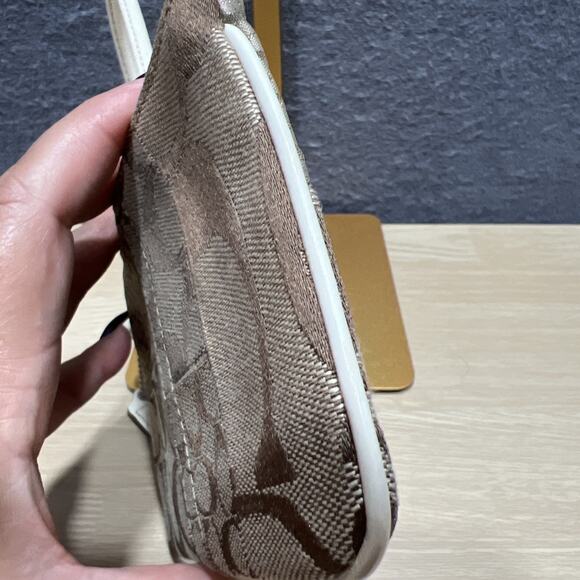 Coach Monogram Wristlet Mini Bag Brown - Picture 10 of 14